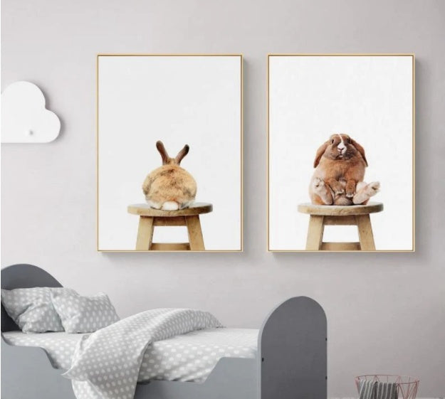 Sitting Cute Rabbit Canvas Poster