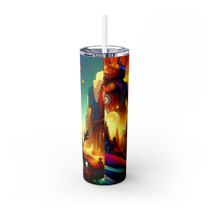 "Crossovers Clash: The Ultimate Battle of Dimensions" - The Alien Maars® Skinny Tumbler with Straw 20oz Video Game Art