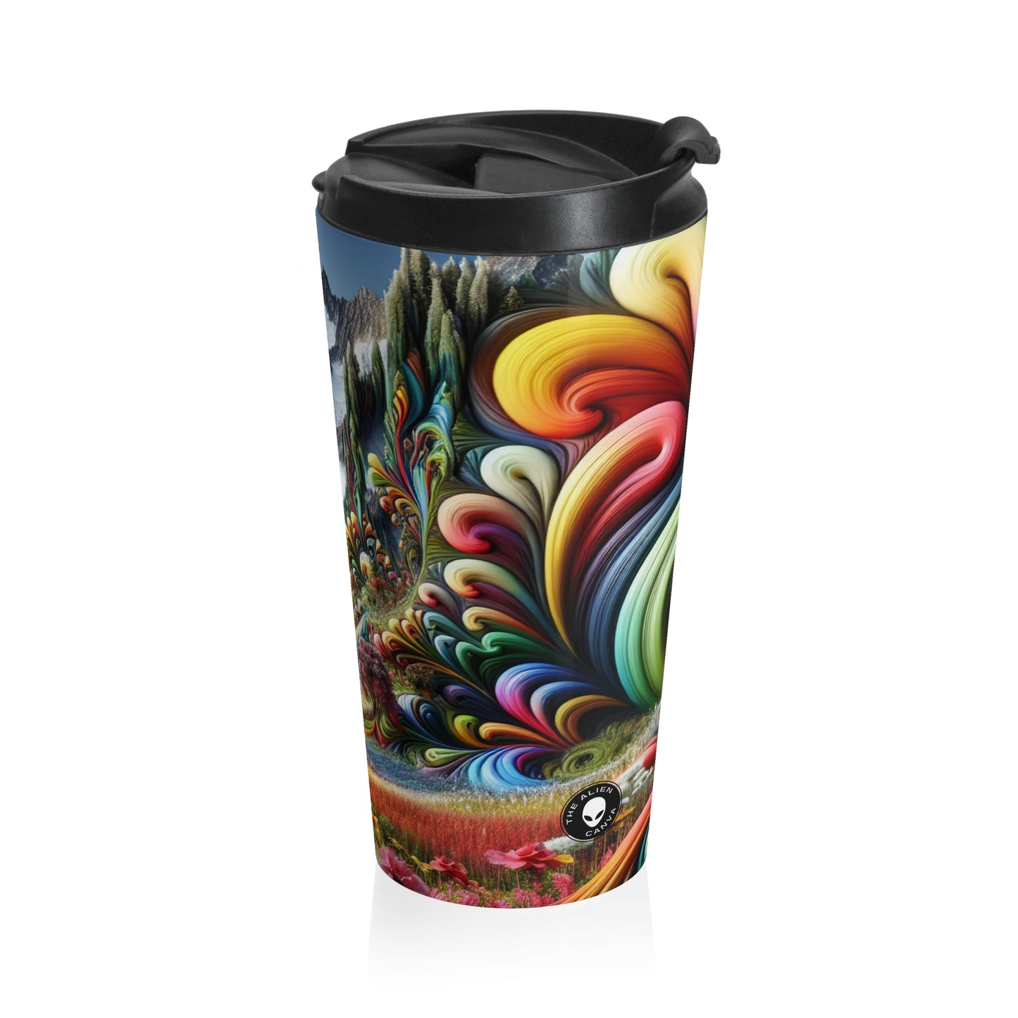 "Candy Mountains and Whimsical Valleys" - The Alien Stainless Steel Travel Mug