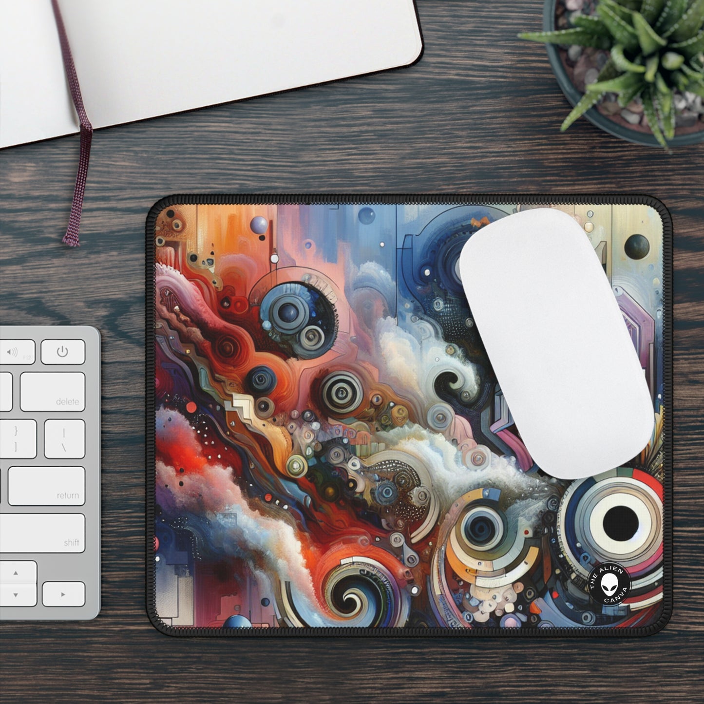 "Temporal Flux: A Surreal Journey through Abstract Shapes and Vibrant Colors" - The Alien Gaming Mouse Pad Avant-garde Art