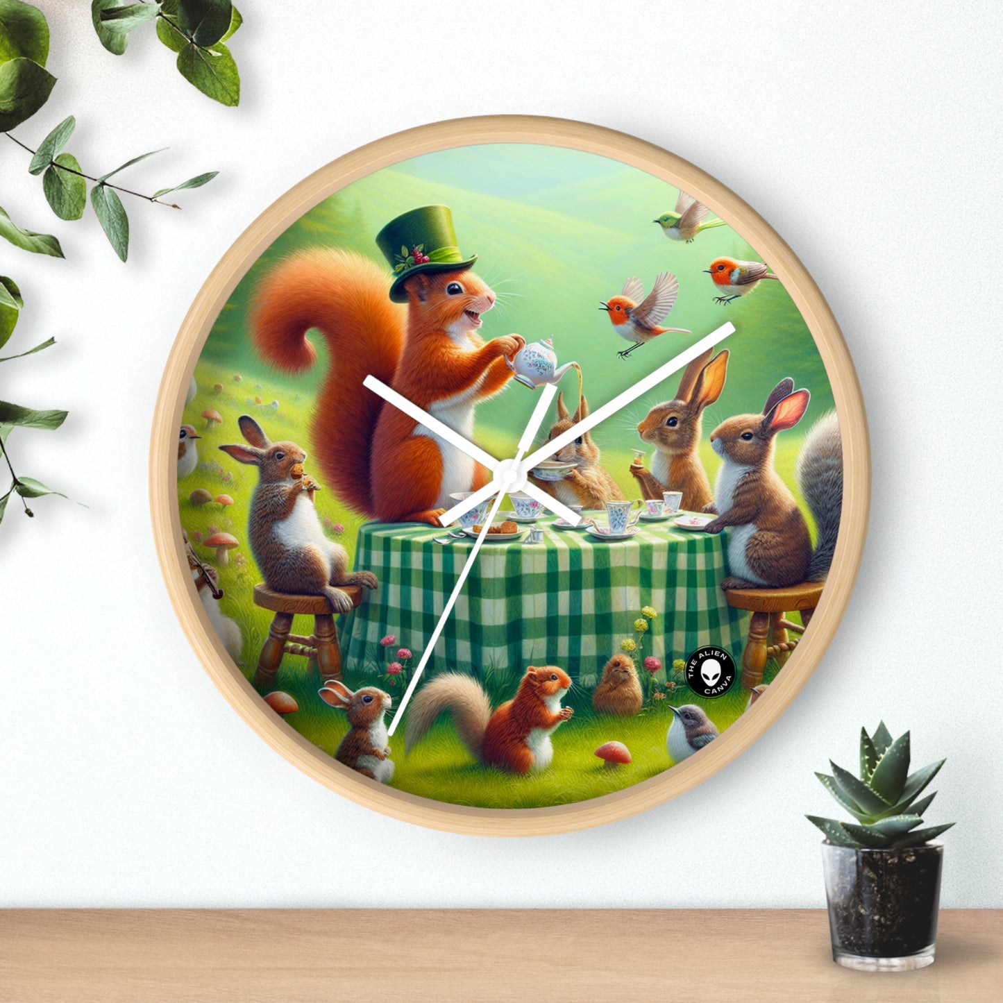 "Enchanted Meadow Tea Party" - L'horloge murale Alien