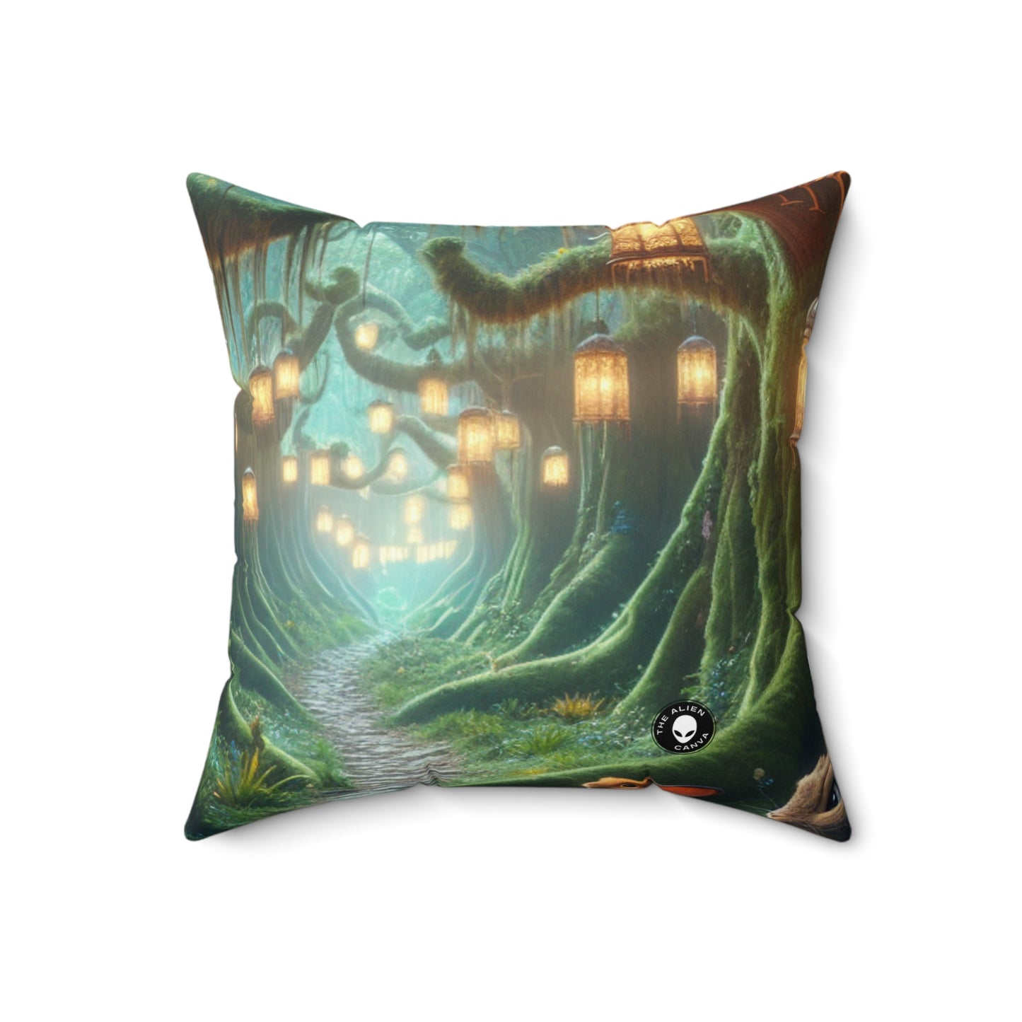 "Enchanted Forest Adventure"- The Alien Spun Polyester Square Pillow