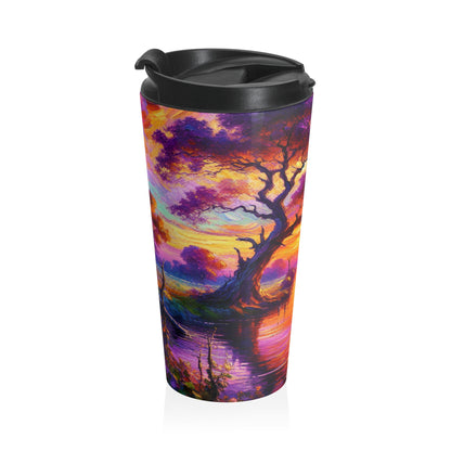 "Boulevards of Illumination: A Vibrant Post-Impressionist Cityscape" - The Alien Stainless Steel Travel Mug Post-Impressionism