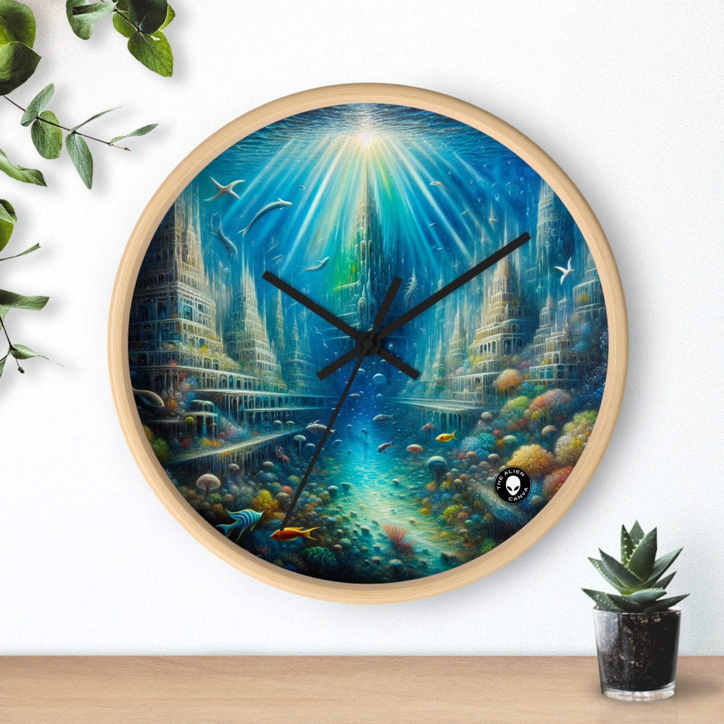 "La ville sous-marine enchantée" - L'horloge murale extraterrestre