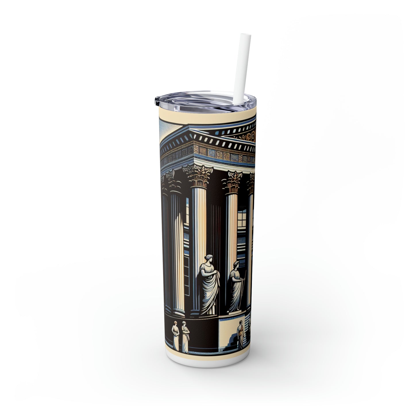 "Neoclassical Urban Elegance" - The Alien Maars® Skinny Tumbler with Straw 20oz Neoclassicism