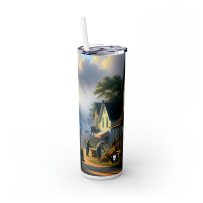 "Harvest Tranquility: A Midwest Farm Scene" - The Alien Maars® Skinny Tumbler with Straw 20oz Regionalism