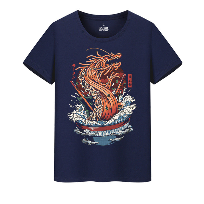 Printed pork bone ramen short sleeve