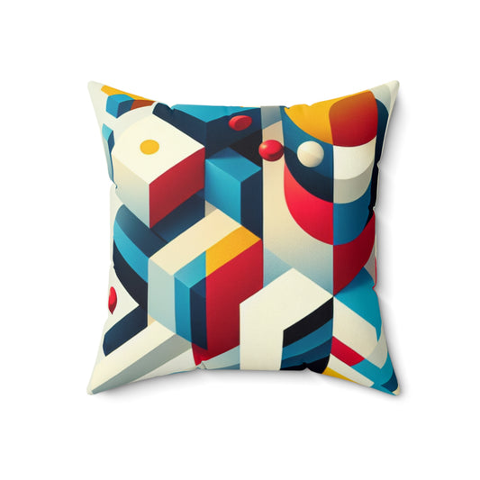 "Harmonious Balance: Geometric Abstract Art"- The Alien Spun Polyester Square Pillow Geometric Abstraction