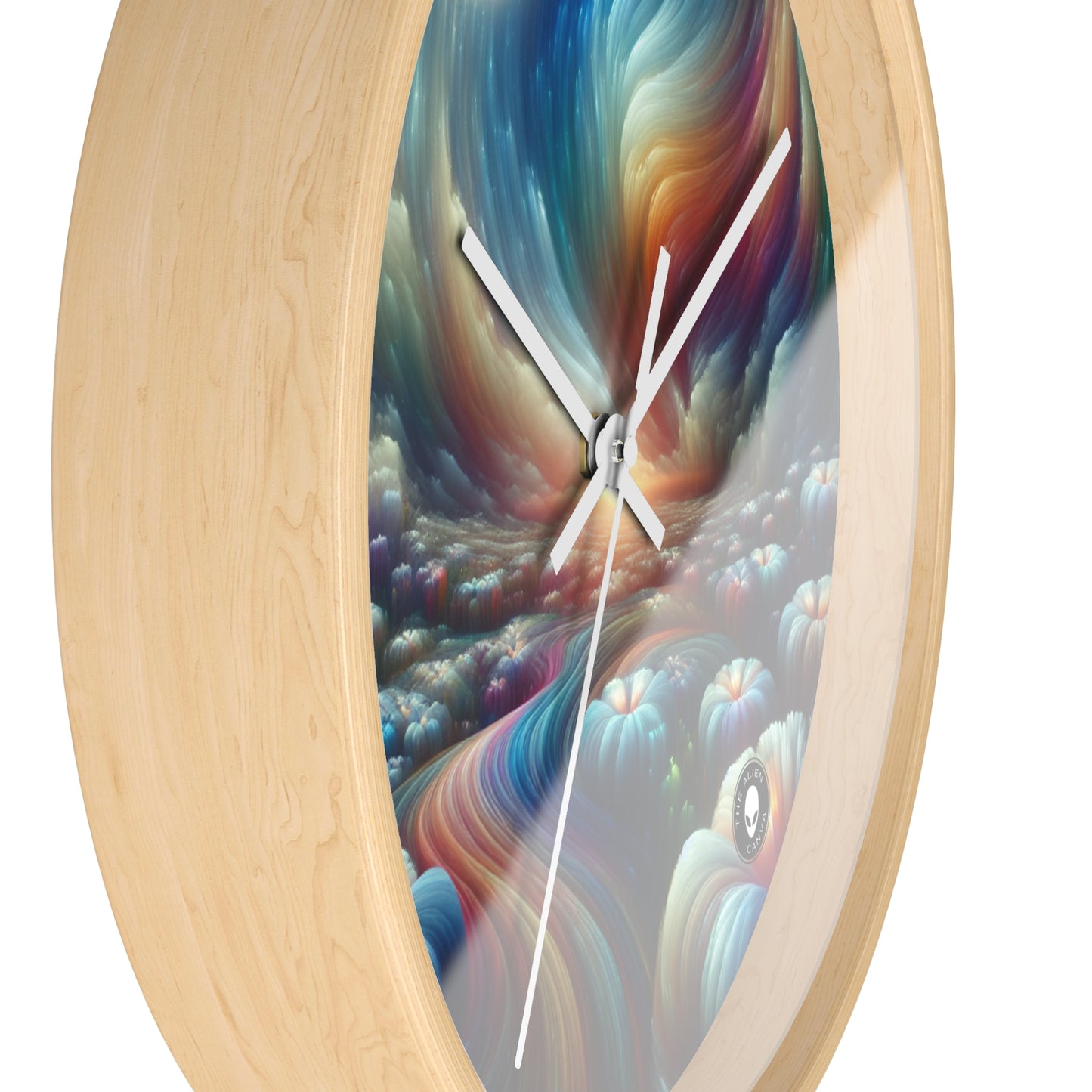 "Rainbow Sky, Moonlit Flowers" - The Alien Wall Clock