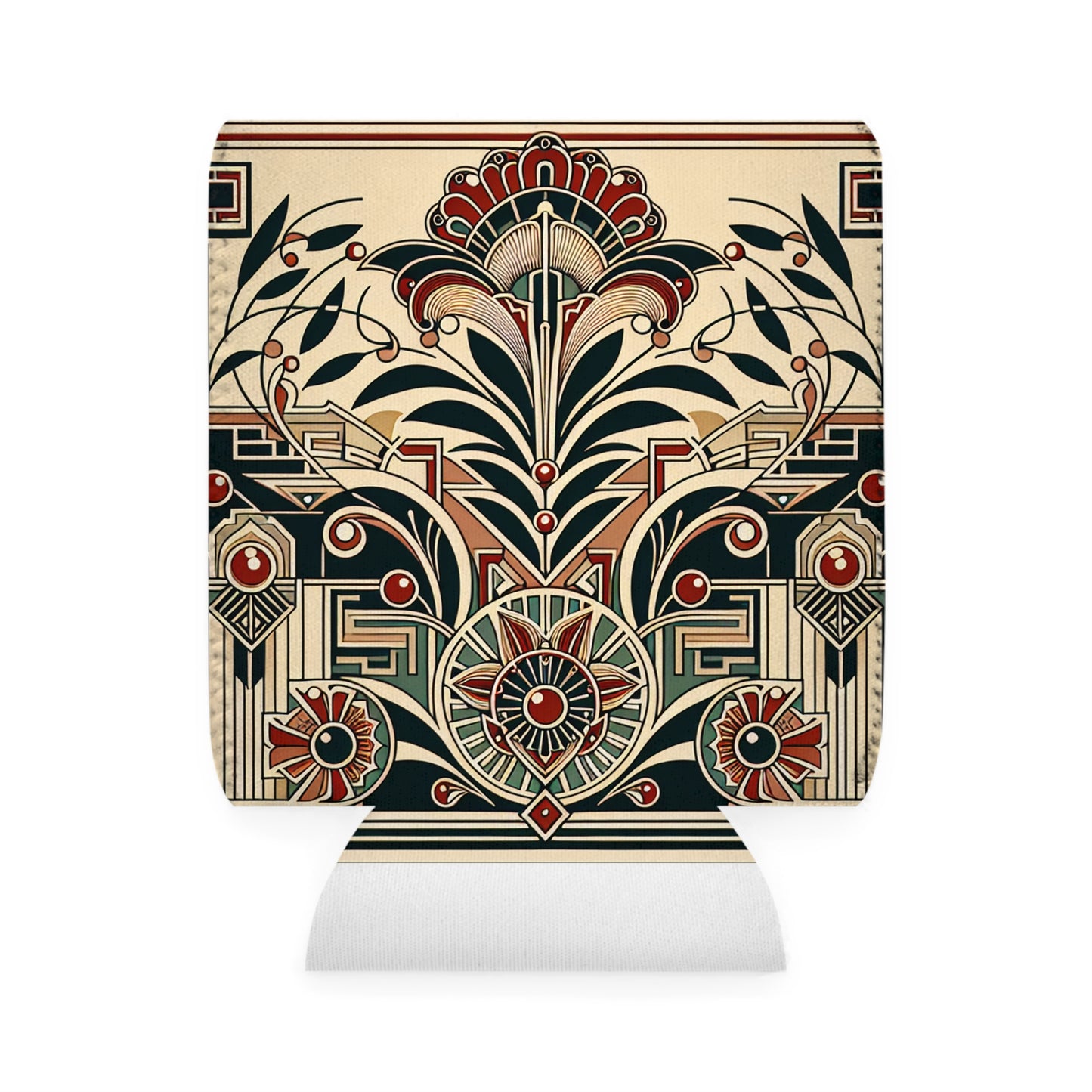 "Golden Glamour: A Dynamic Art Deco Cityscape at Sunset" - The Alien Can Cooler Sleeve Art Deco