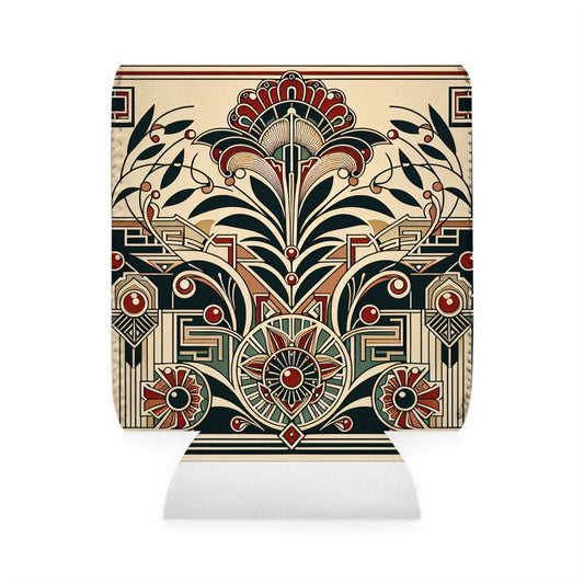 "Golden Glamour: A Dynamic Art Deco Cityscape at Sunset" - The Alien Can Cooler Sleeve Art Deco