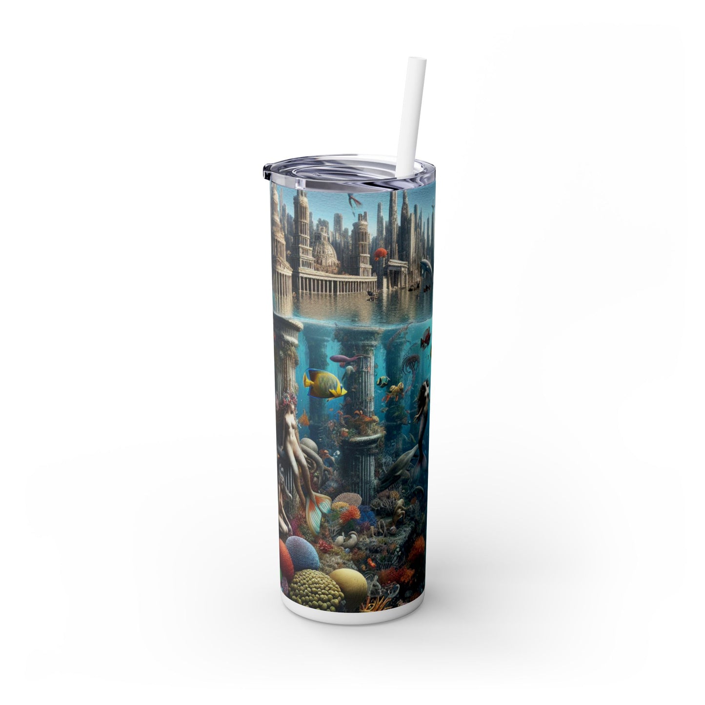 "Seascape Serenity: An Underwater Haven" - The Alien Maars® Skinny Tumbler with Straw 20oz