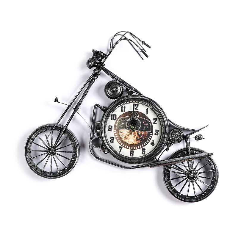 Iron Motorcycle Clock Wall Hanging Wall Decoration