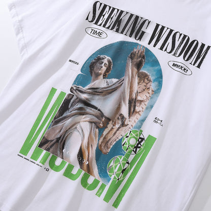 Camiseta de manga corta con estampado de estatua para hombre