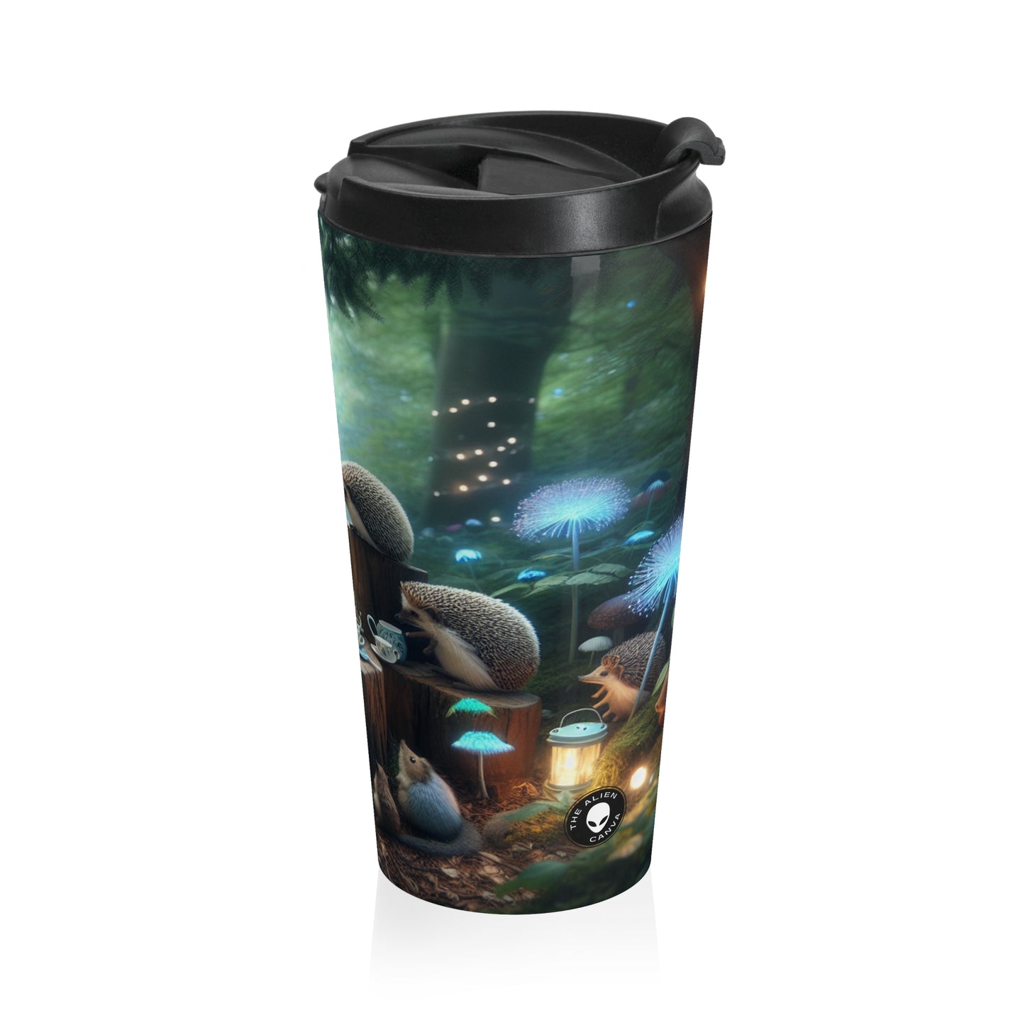 "La hora del té encantada: una reunión mágica en el bosque" - Taza de viaje de acero inoxidable The Alien