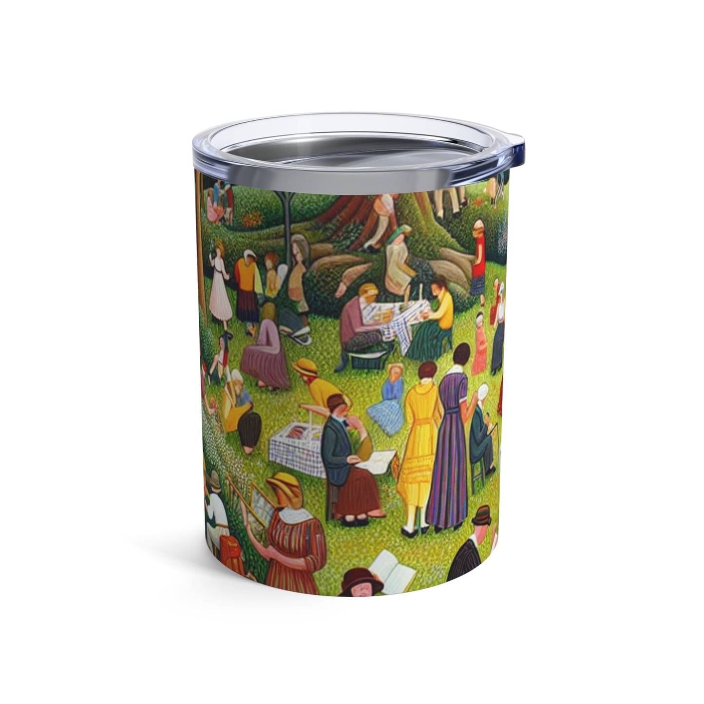 "Whimsical Village Delights" - El vaso alienígena de 10 oz de arte naïf