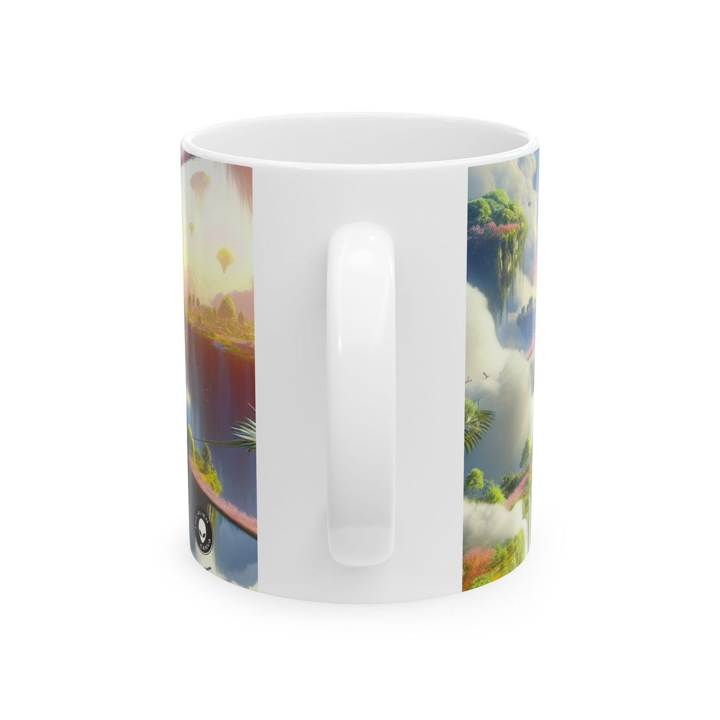 "Sky Islands: Un paraíso surrealista" - Taza de cerámica alienígena de 11 oz