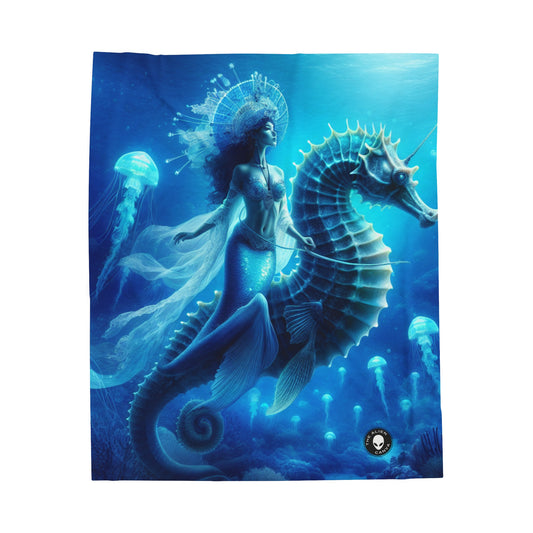 "Mermaid Magic: Journey with the Giant Seahorse" - The Alien Velveteen Plush Blanket