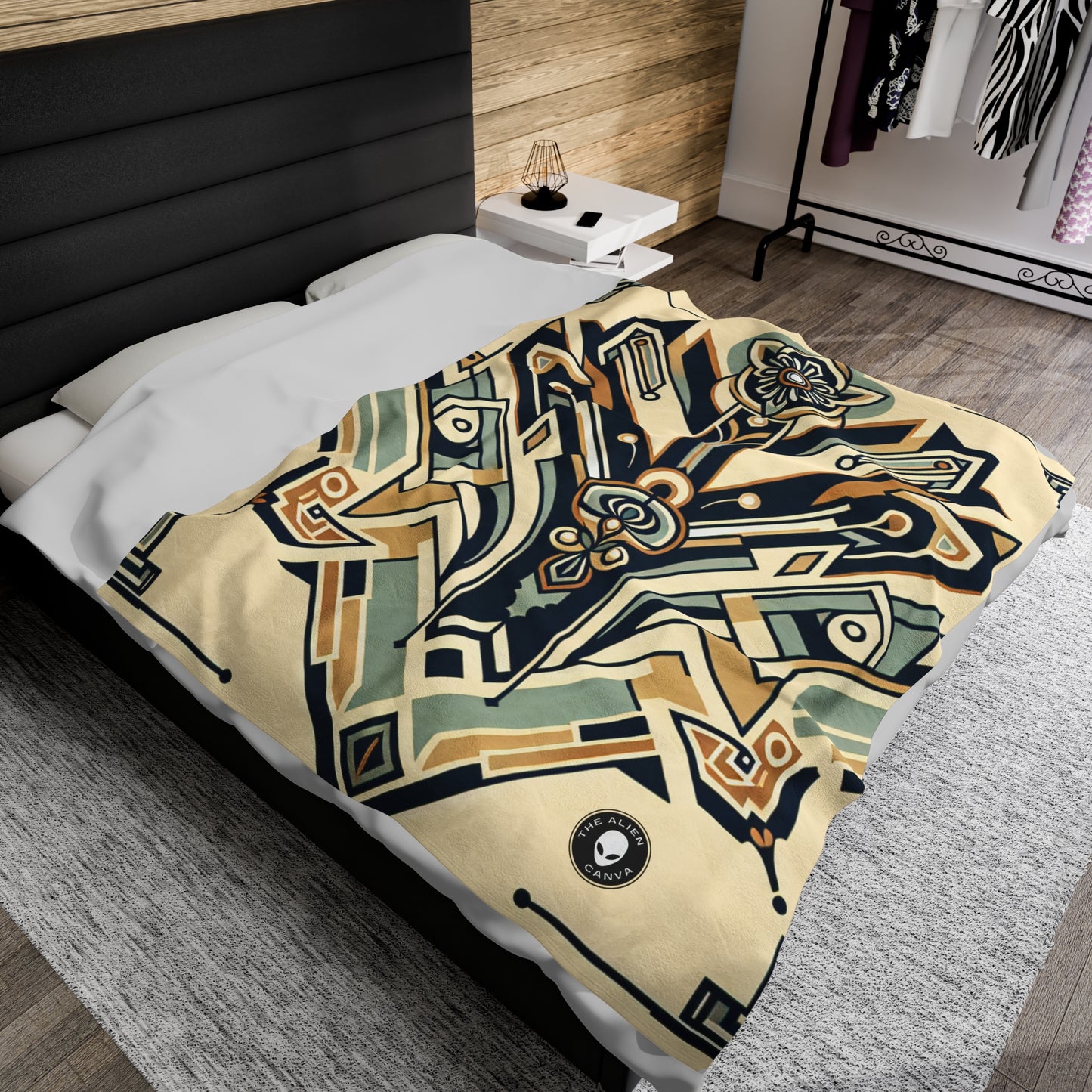 "Glamorous Nights: An Art Deco Cityscape" - The Alien Velveteen Plush Blanket Art Deco