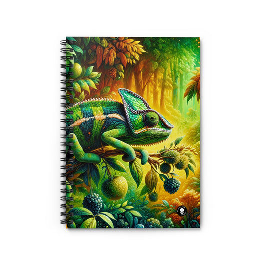 "Vibrant Woods and the Chameleon Camouflage" - The Alien Spiral Notebook (Ruled Line)