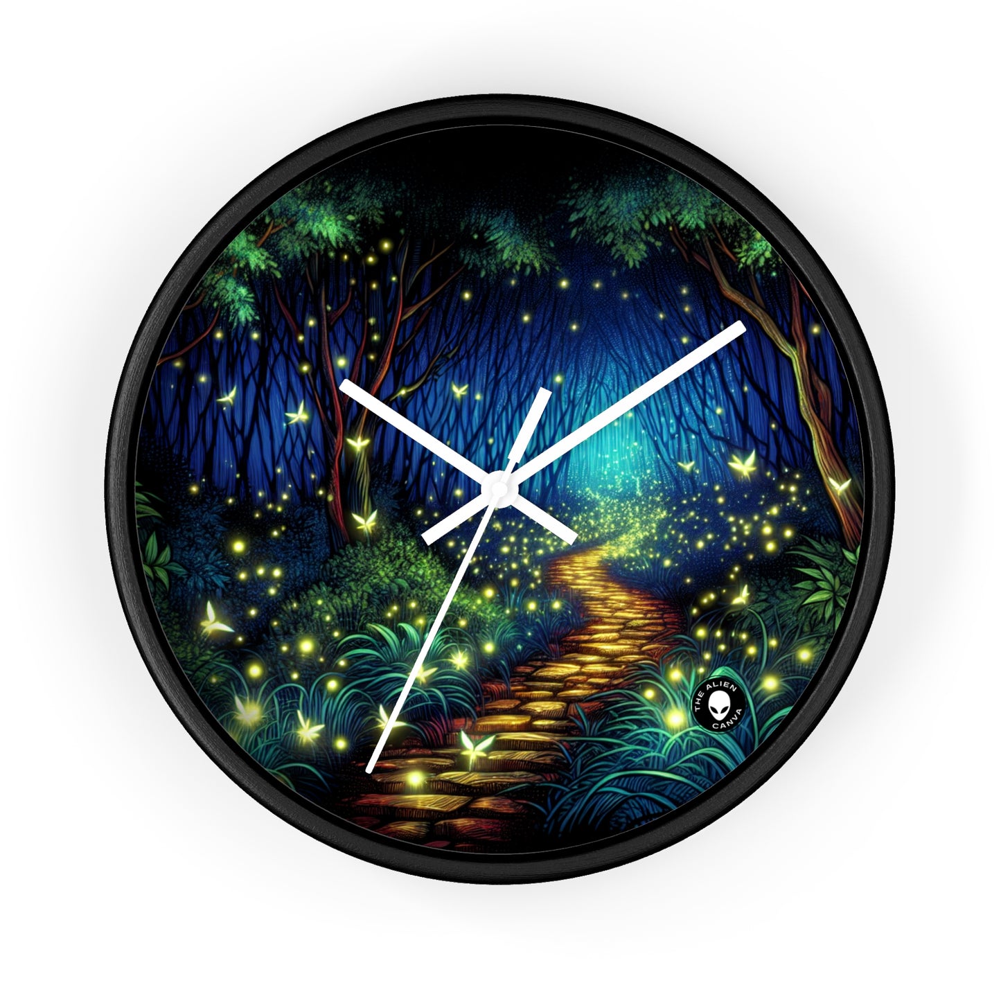 "Bosque Encantado: Resplandor Nocturno" - El Reloj de Pared Extraterrestre