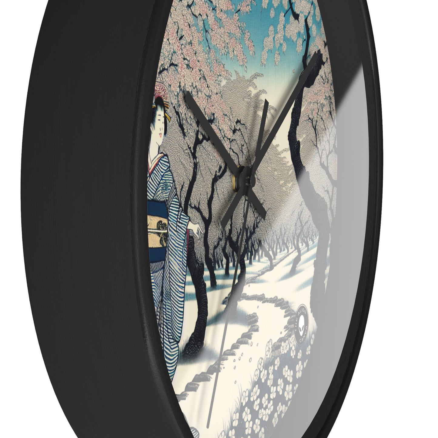 "Blossoming Sky" - L'horloge murale extraterrestre Ukiyo-e (impression japonaise sur bois)