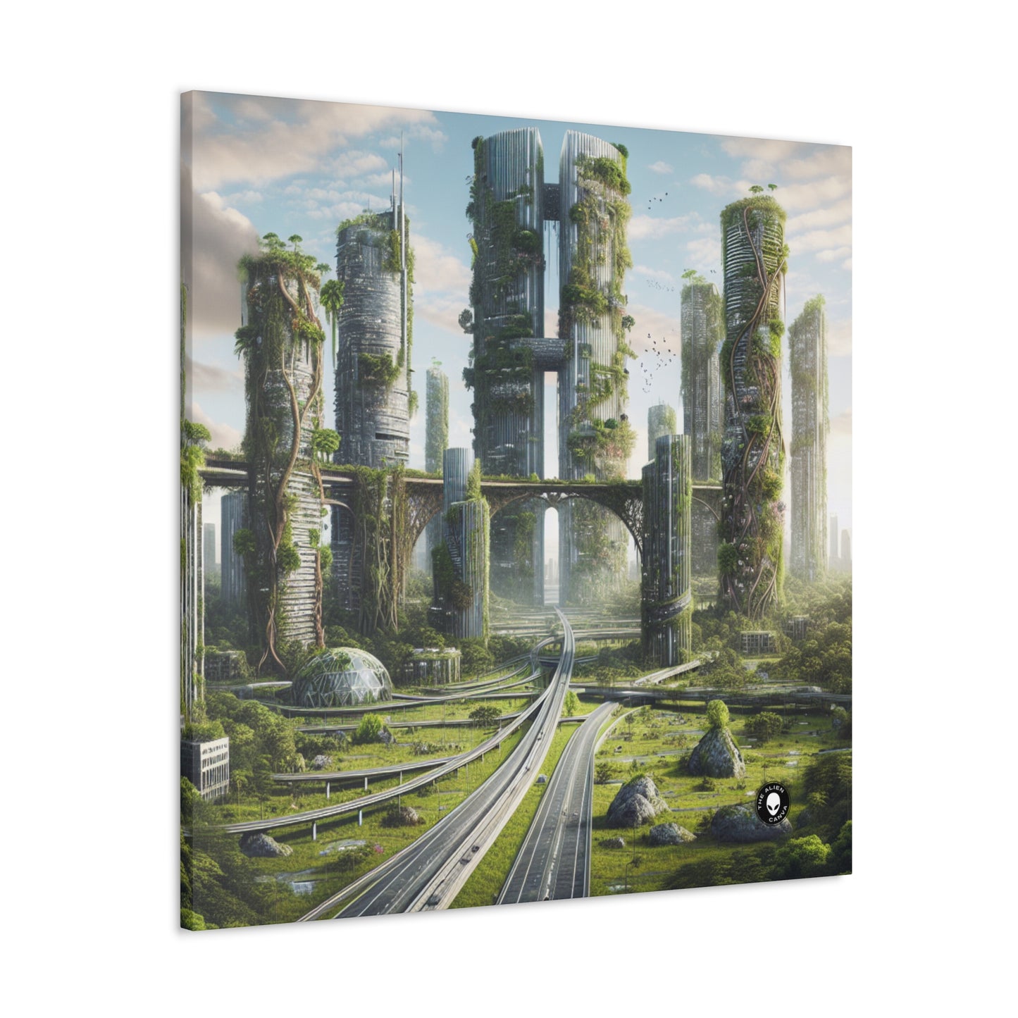 "Nature's Reclamation: A Futuristic Cityscape" - The Alien Canva