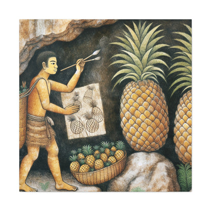 "Récolte d'ananas" - Le style de peinture rupestre Alien Canva