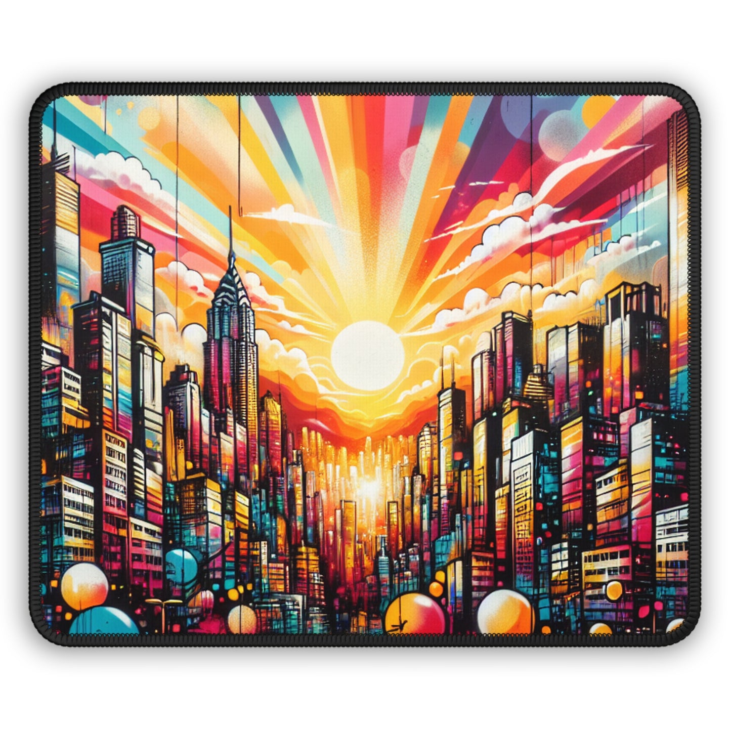 "Cityscape Sunrise" - The Alien Gaming Mouse Pad Street Art / Graffiti Style