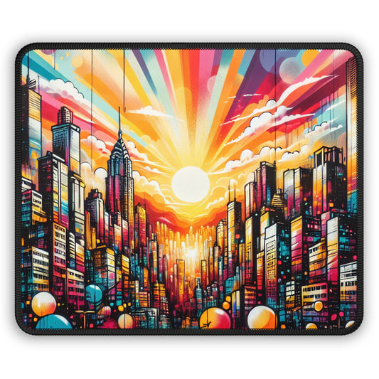 "Cityscape Sunrise" - The Alien Gaming Mouse Pad Street Art / Graffiti Style