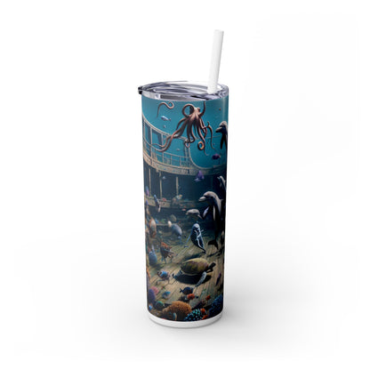 "Shipwreck Soiree: An Underwater Dance Party" - The Alien Maars® Skinny Tumbler with Straw 20oz