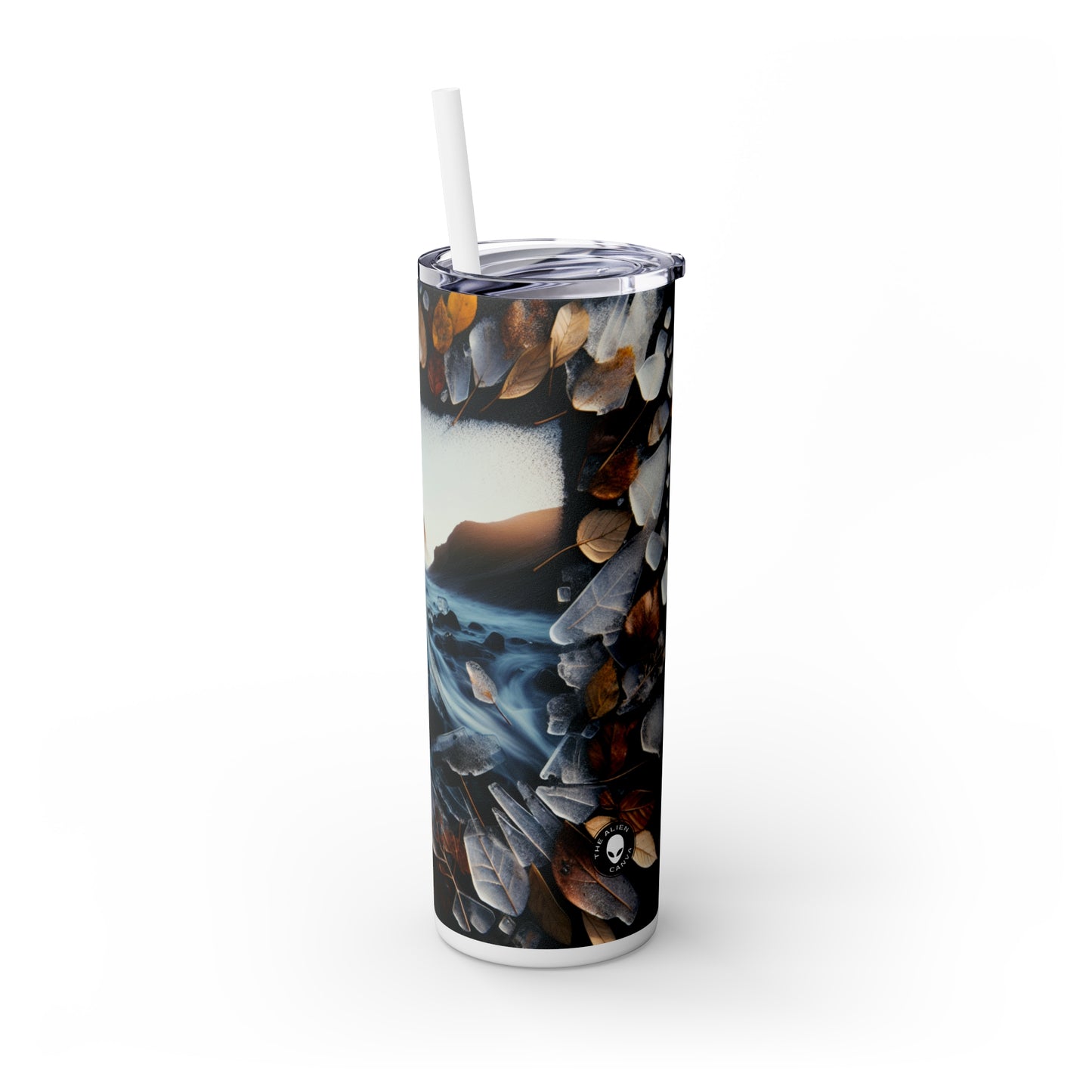 "Fleeting Forest: Ephemeral Art Installation in Nature" - The Alien Maars® Skinny Tumbler with Straw 20oz Ephemeral Art