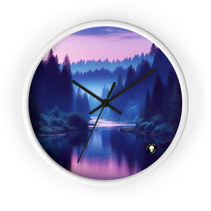 "Twilight Tranquility: Forest River Reflections" - The Alien Wall Clock