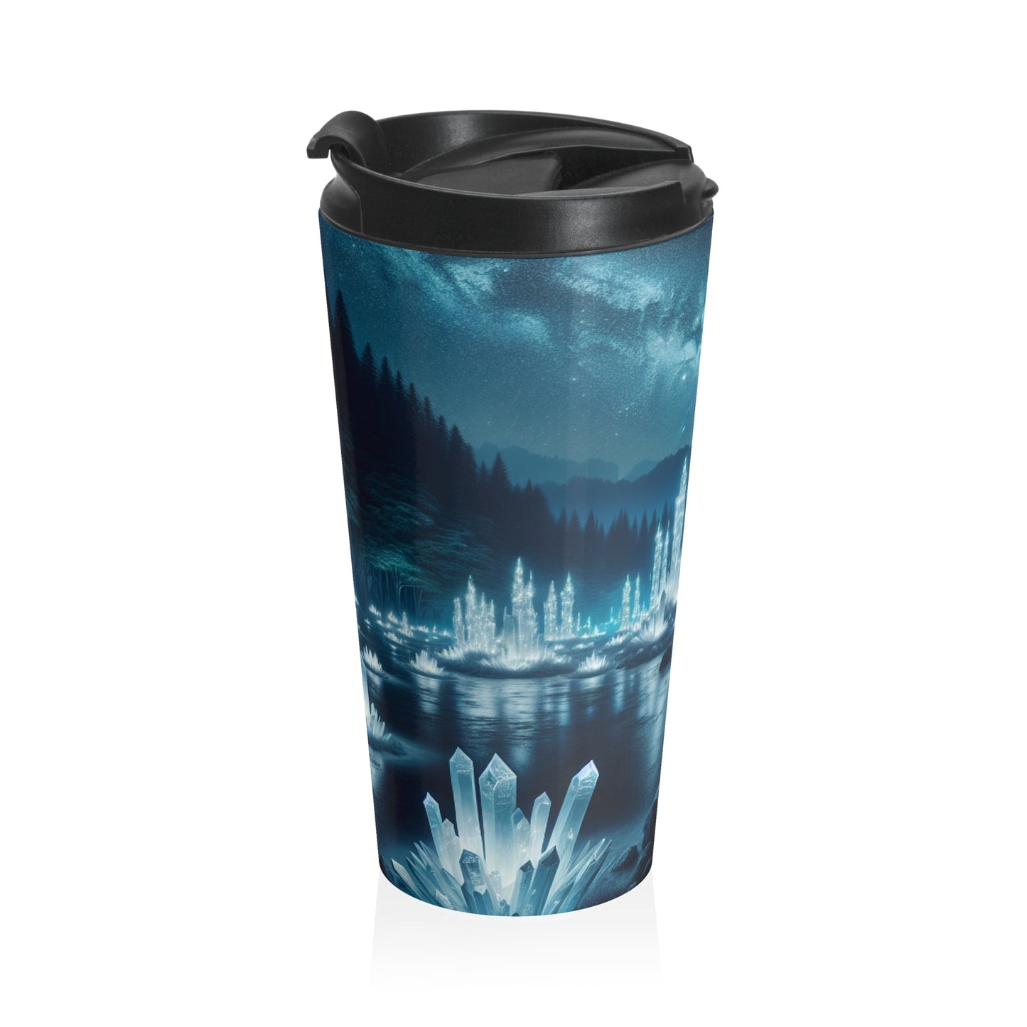 "Crystal Grove: Starlit Reflections" - The Alien Stainless Steel Travel Mug