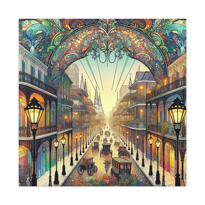 "Vivid Splendor: A Picture of New Orleans's French Quarter" - The Alien Canva Art Nouveau Style