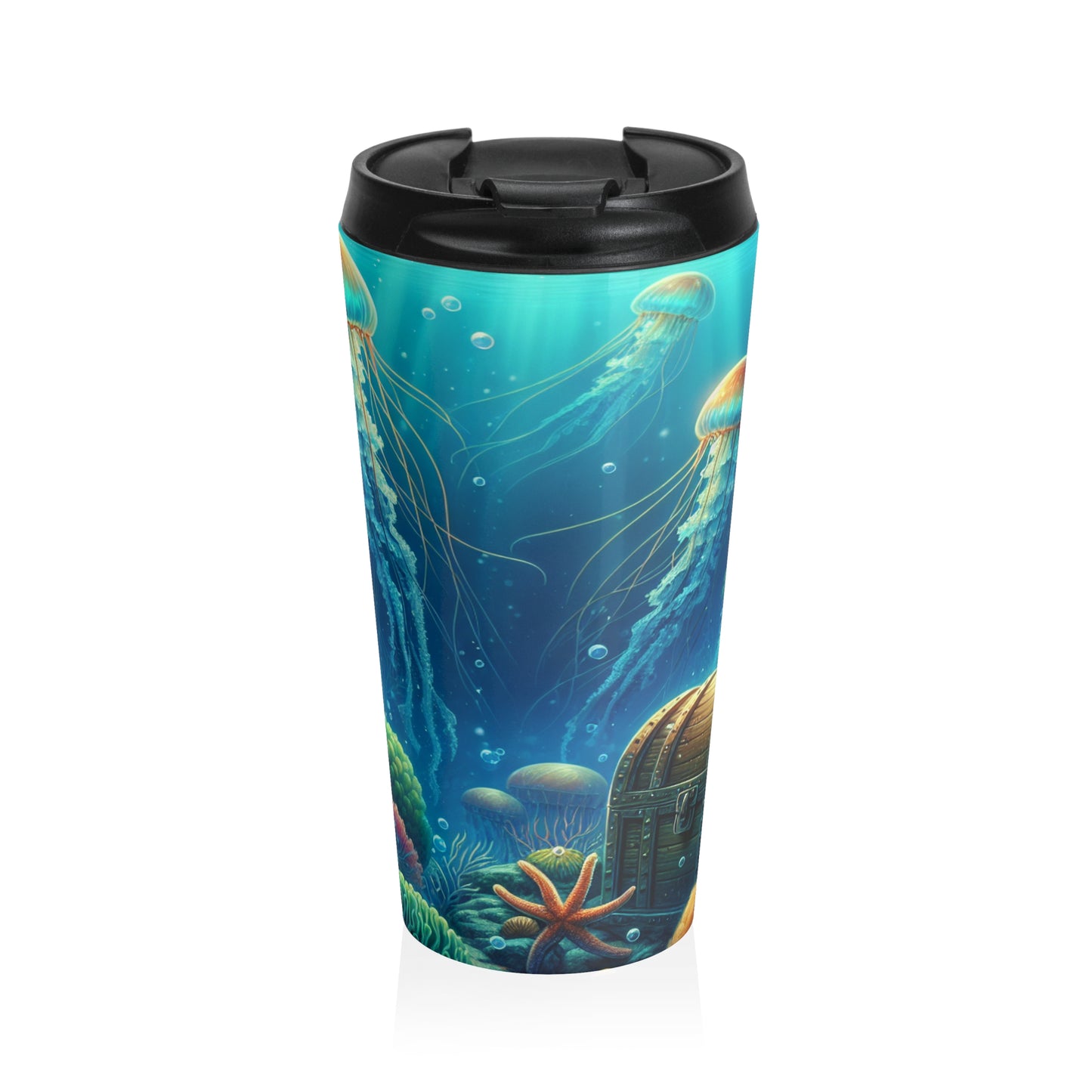 "Beneath the Waves: A Hidden Treasure" - The Alien Stainless Steel Travel Mug