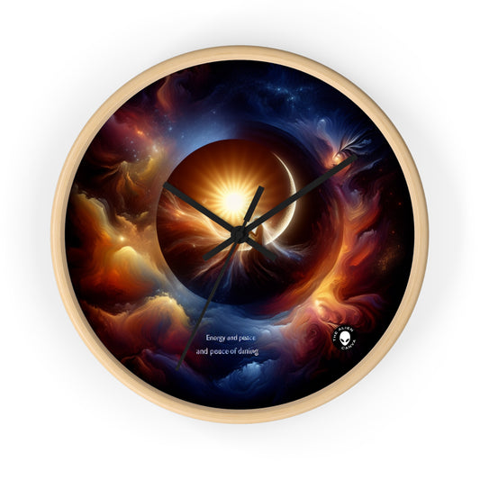 "Celestial Embrace: The Fusion of Sun and Moon" - The Alien Wall Clock