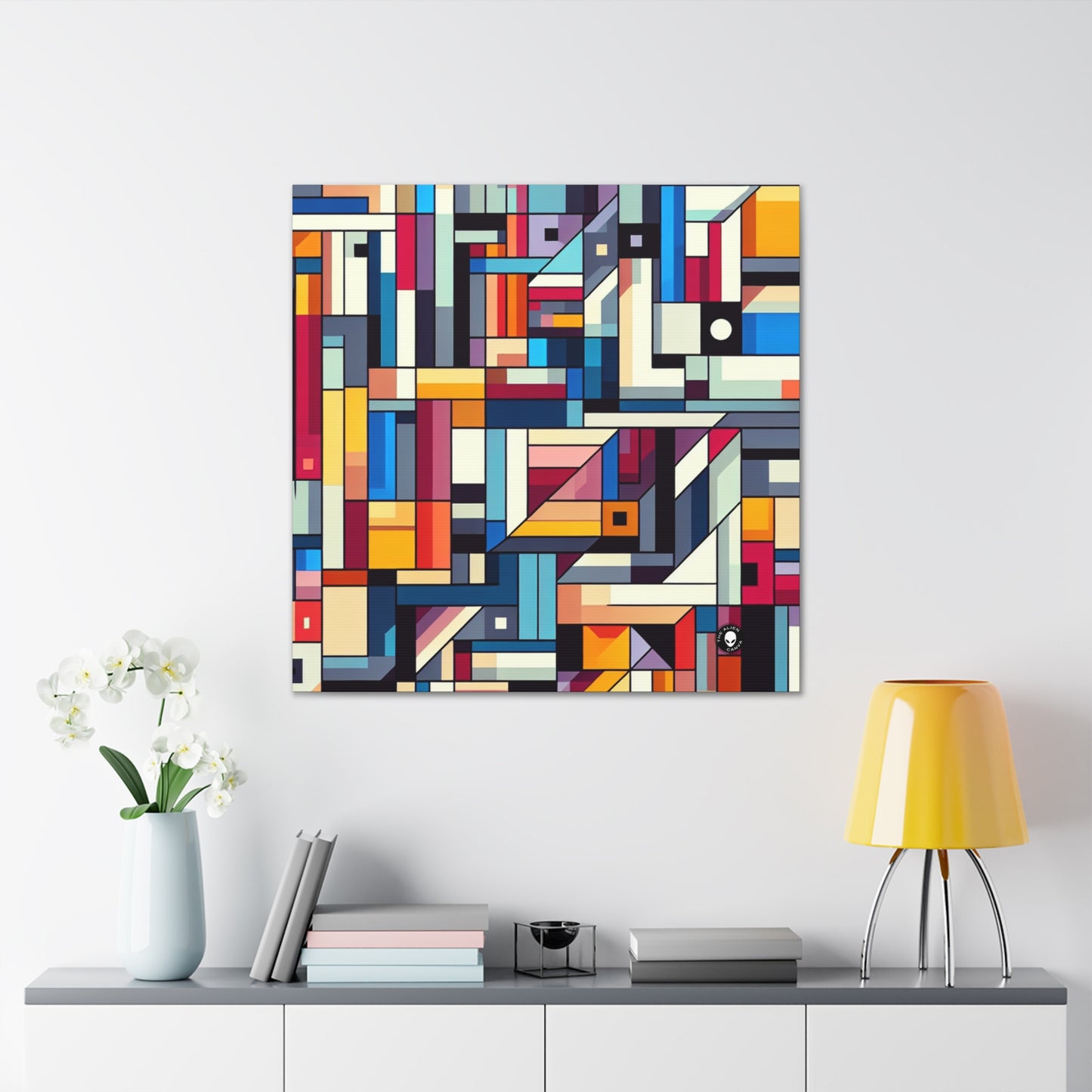 "Futuristic Cityscape: A Geometric Perception" - The Alien Canva Hard-edge Painting