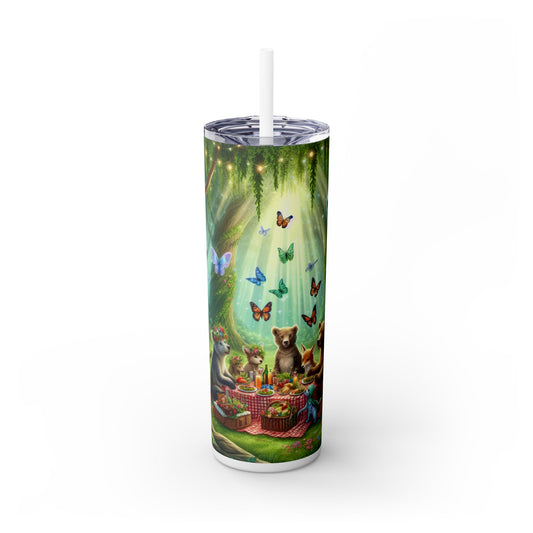 "Picnic en el bosque encantado": vaso estrecho con pajita de 20 oz de Alien Maars®