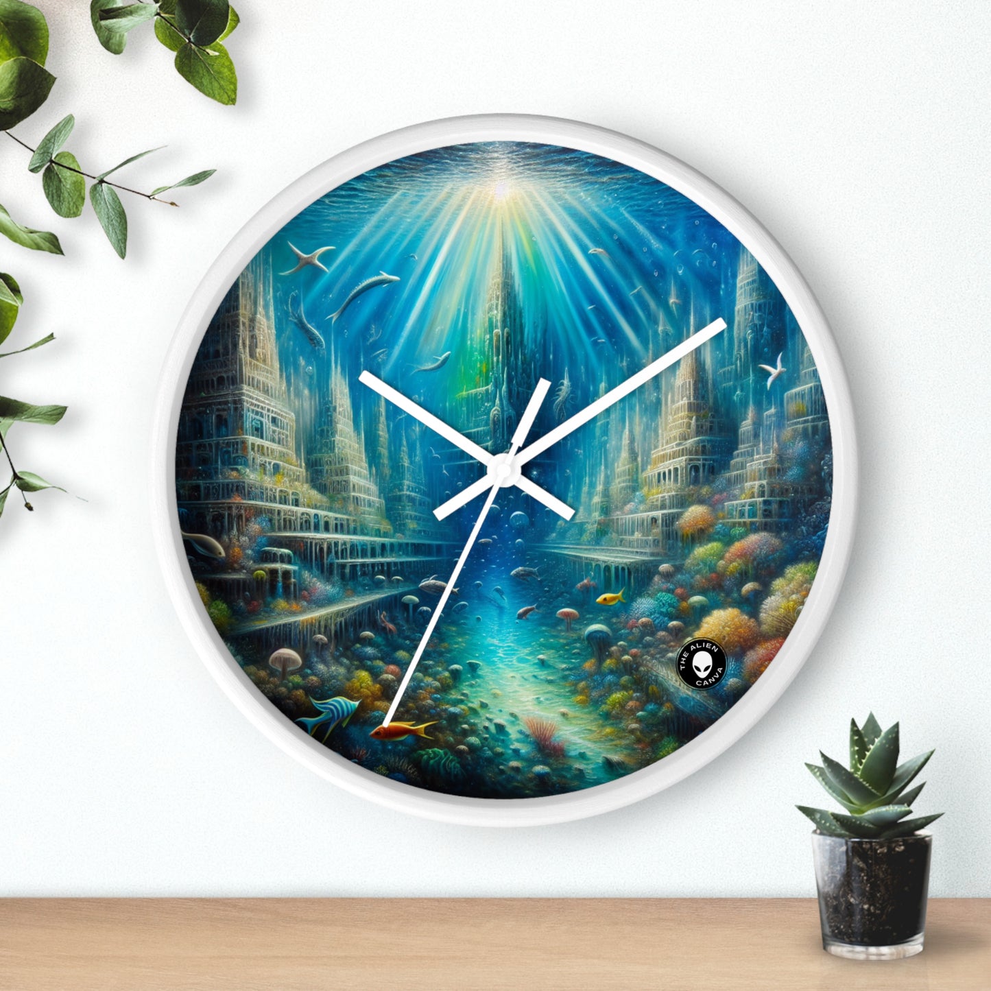 "La ville sous-marine enchantée" - L'horloge murale extraterrestre