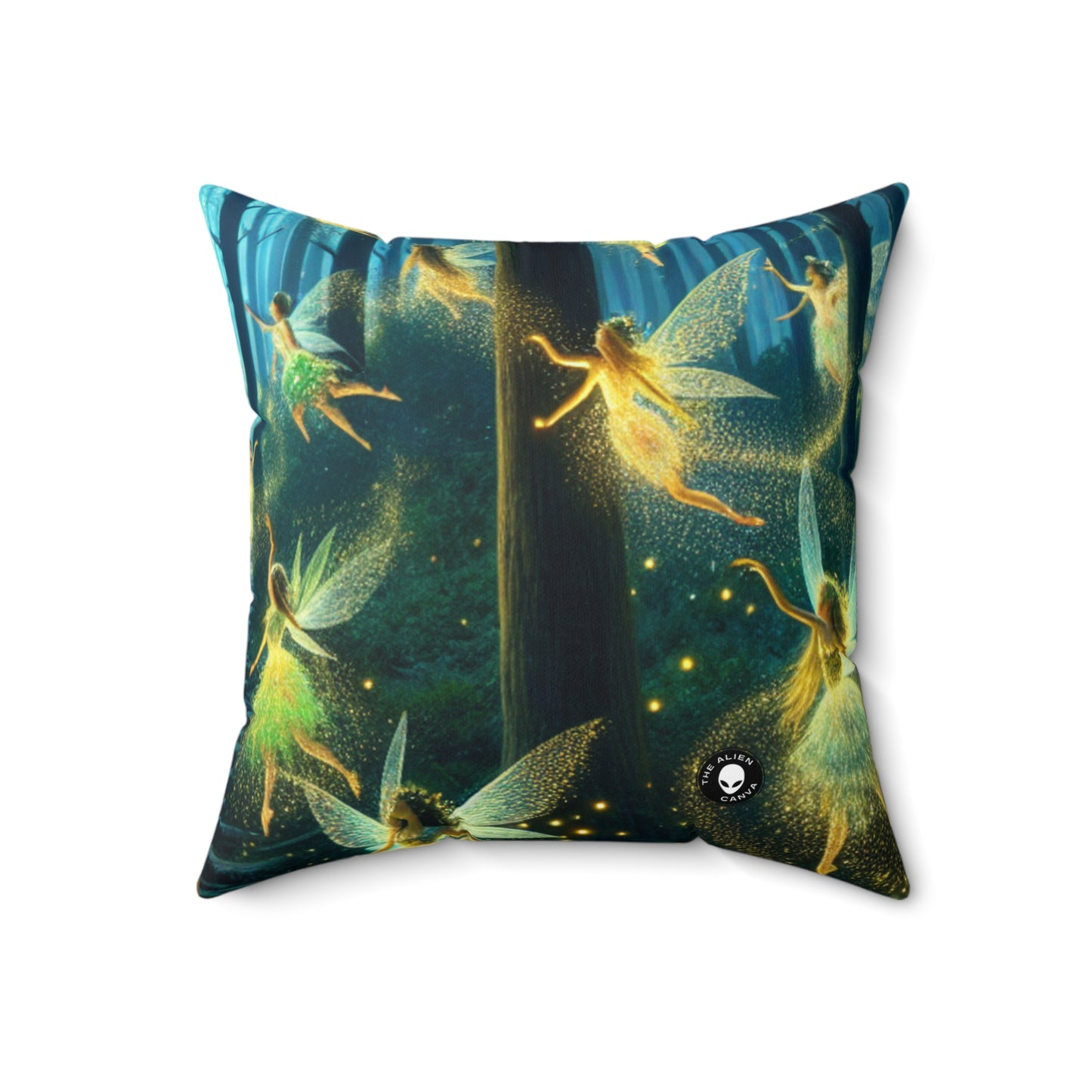 Enchanted Night: Firefly Dance- The Alien Spun Polyester Square Pillow