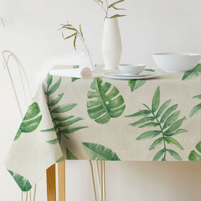 Norse Style Green Plant Leaf Tablecloth