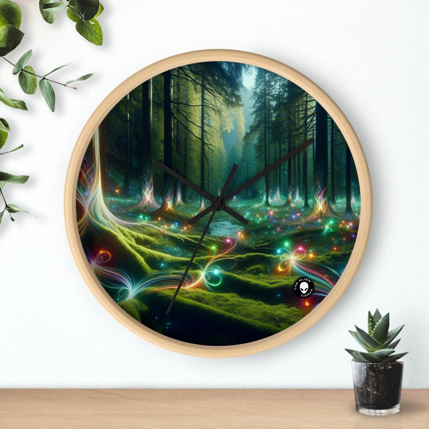 - Crystal-Enchanted Forest: A Tapestry of Light - The Alien Wall Clock