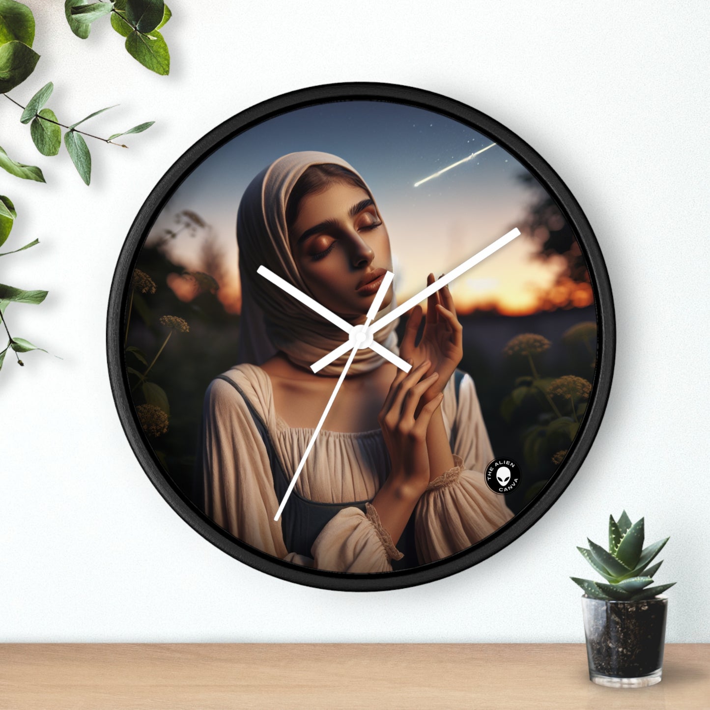 "El resplandor del atardecer dorado" - El reloj de pared extraterrestre Romanticismo