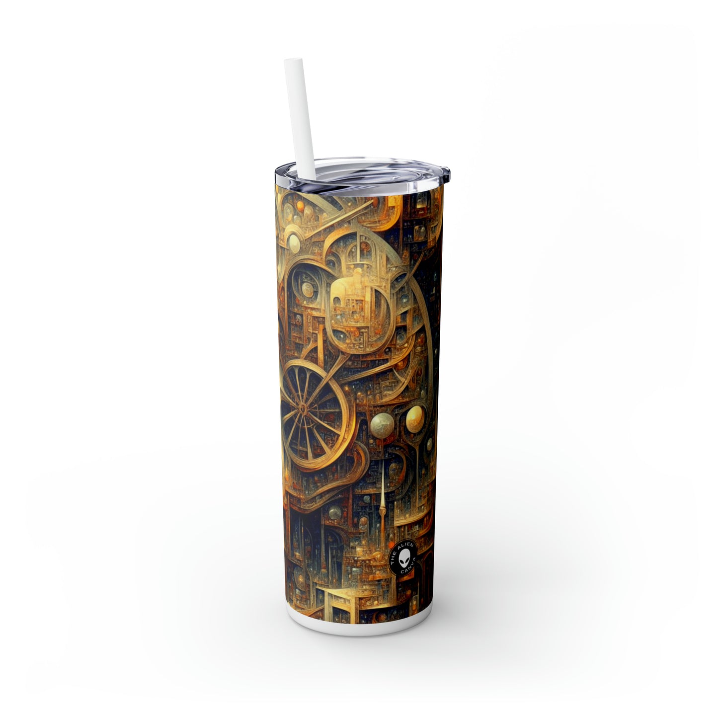 "Unity in Vibrant Harmony: An Abstract Metaphysical Exploration" - The Alien Maars® Skinny Tumbler with Straw 20oz Metaphysical Art