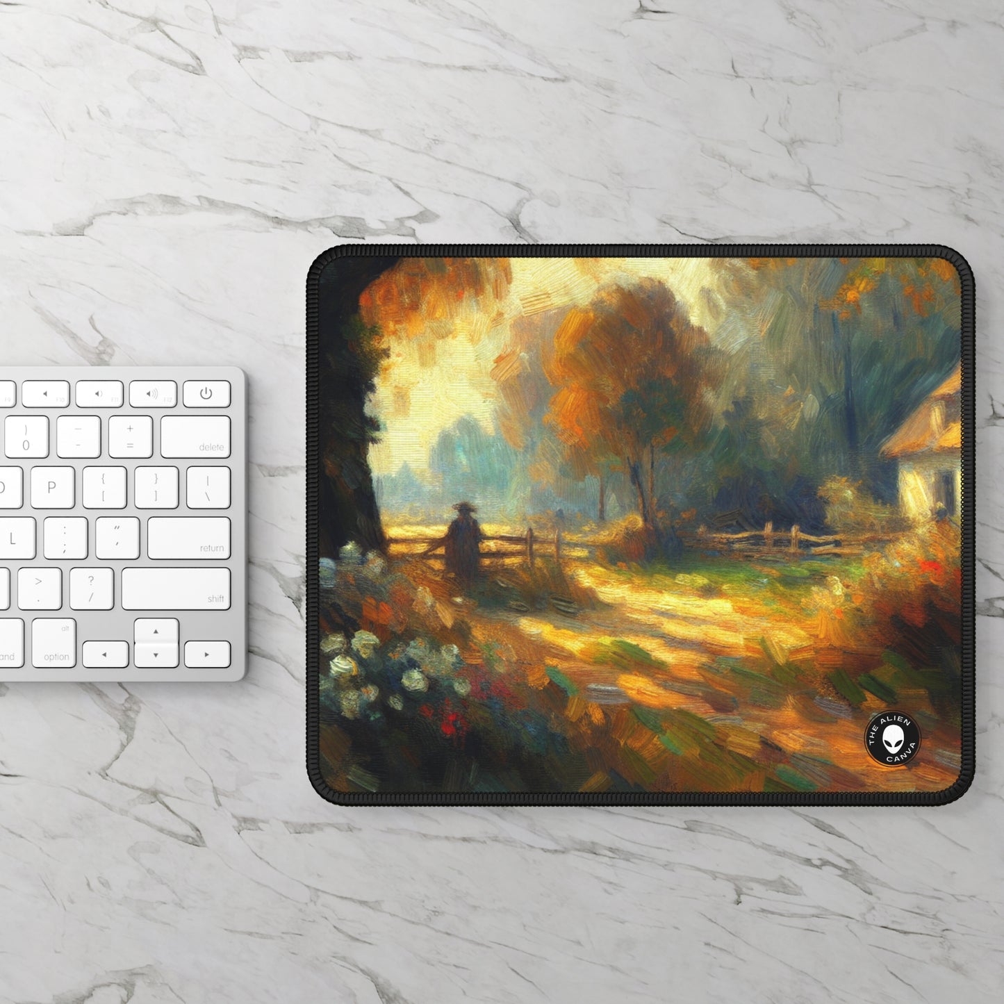 "Sunset Serenity: Pintura de jardín impresionista" - The Alien Gaming Mouse Pad Impresionismo