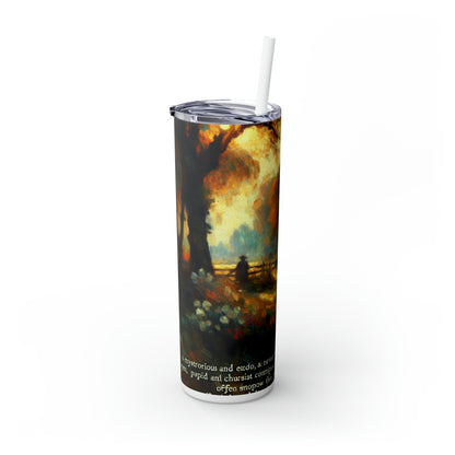 "Sunset Serenity: Impressionist Garden Painting" - The Alien Maars® Skinny Tumbler with Straw 20oz Impressionism