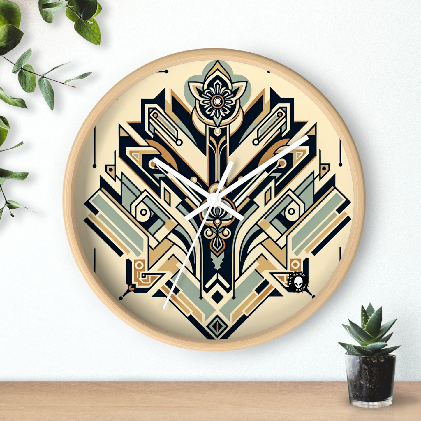 "Noches glamorosas: un paisaje urbano Art Déco" - El reloj de pared alienígena Art Déco