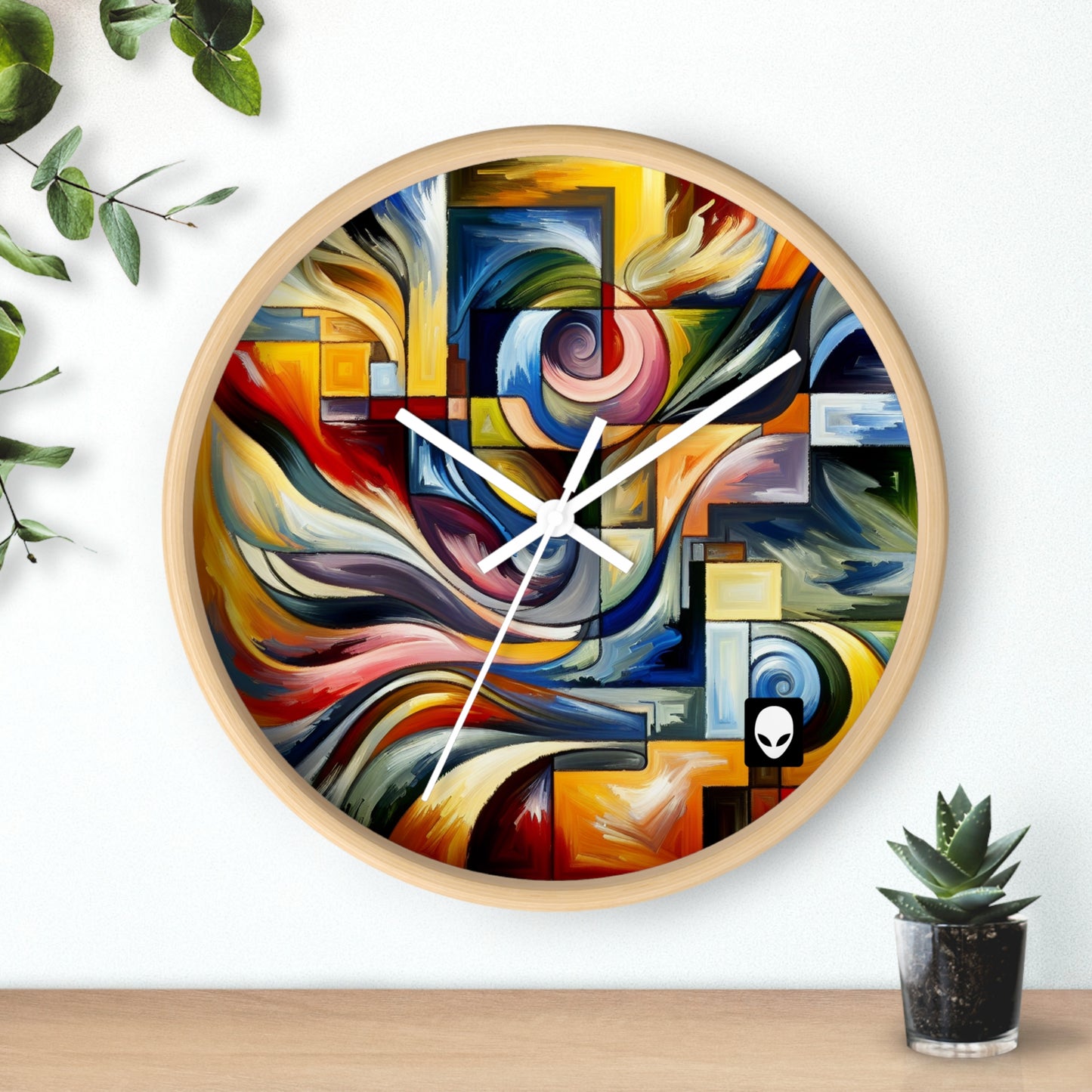 "Une tension de formes" - L'horloge murale Alien de style expressionnisme abstrait