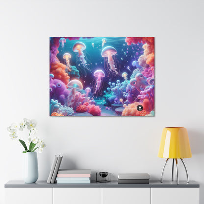 Enchanting Underwater Realm: Glowing Jellyfish and Curious Octopus - The Alien Canva